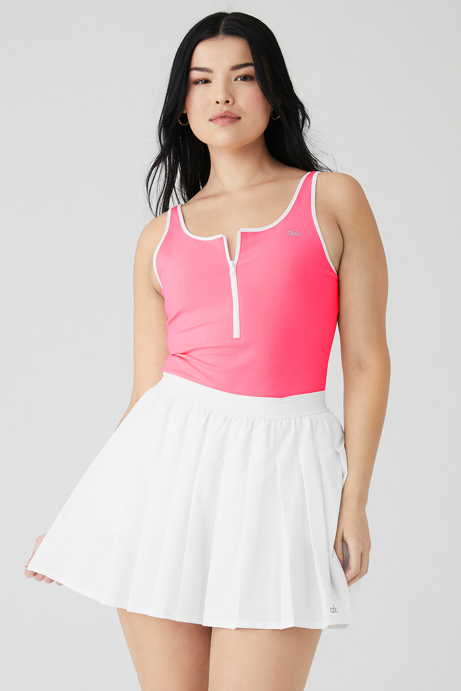 Supernova Bodysuit - Fluorescent Pink Coral/White