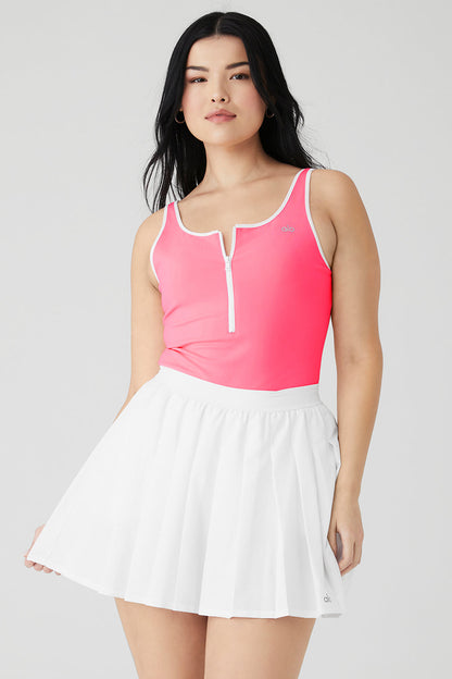 Supernova Bodysuit - Fluorescent Pink Coral/White