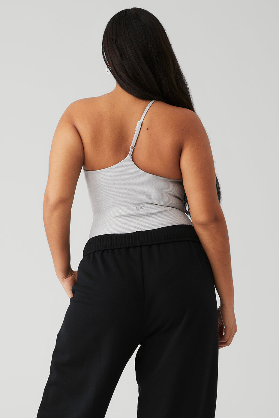 Alosoft Ribbed Shimmer Plie Bodysuit - Light Grey Iridescent