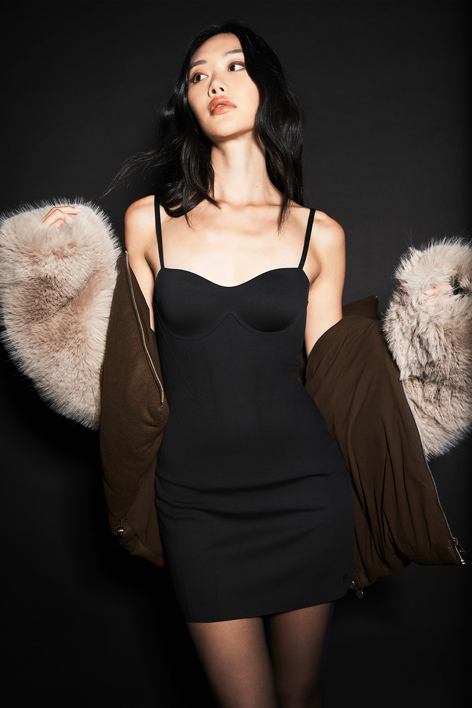 Airlift Lumiere Corset Mini Dress - Black