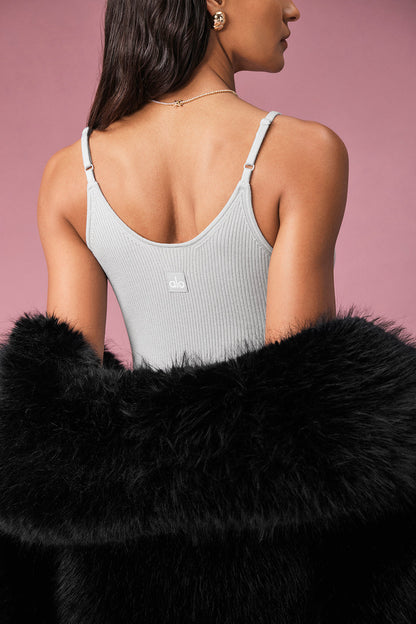 Ribbed Silk Cashmere Plaisir Bodysuit - Soft Grey