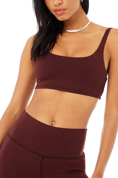 Micro Houndstooth Bra - Cranberry/Black