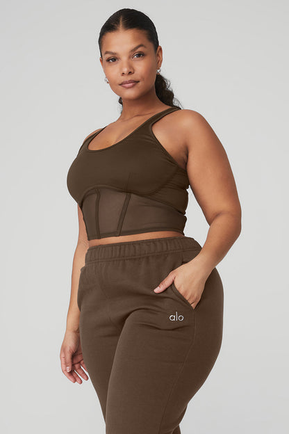 Airbrush Mesh Corset Tank - Espresso