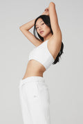 Scoop Neck Sweatshirt Bra - White