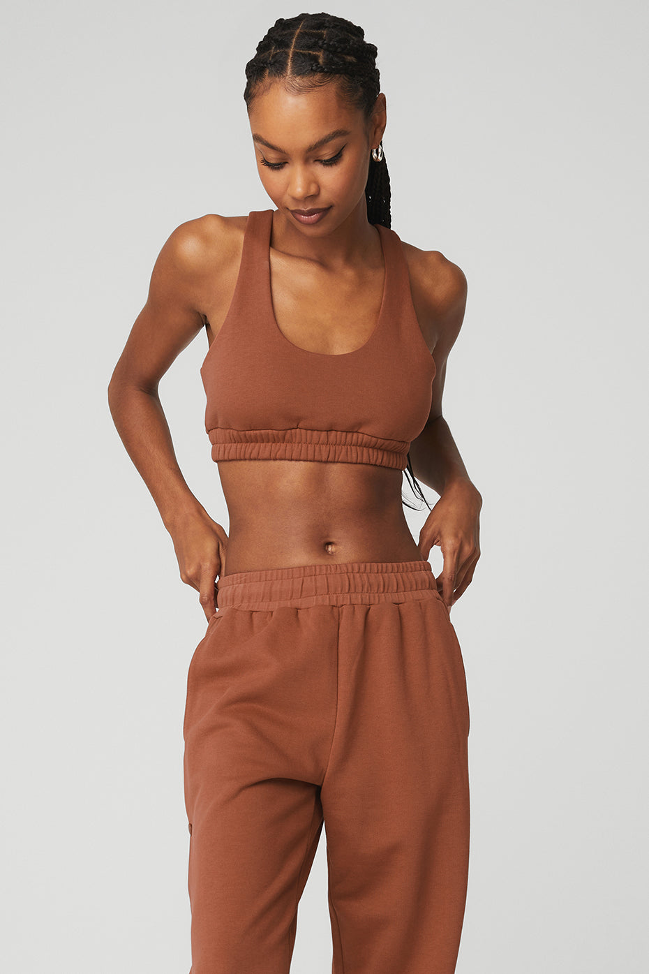 Scoop Neck Sweatshirt Bra - Rust