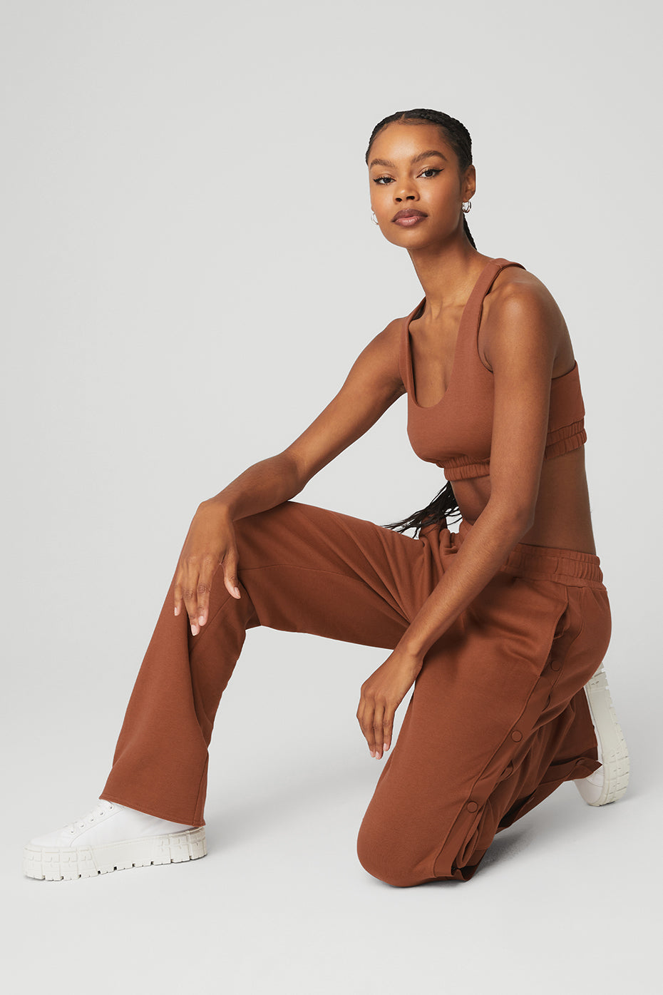 Scoop Neck Sweatshirt Bra - Rust