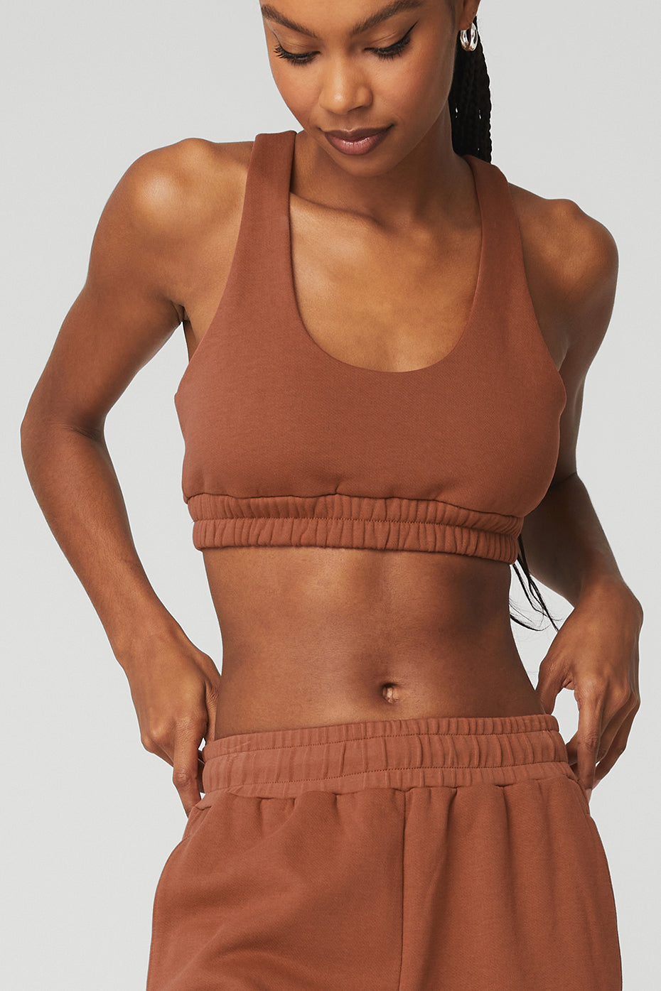 Scoop Neck Sweatshirt Bra - Rust