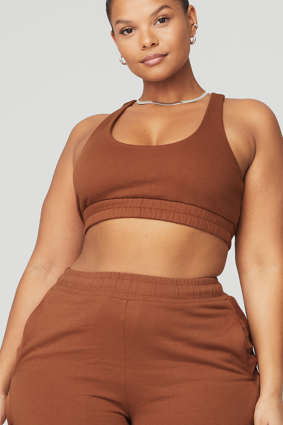 Scoop Neck Sweatshirt Bra - Rust