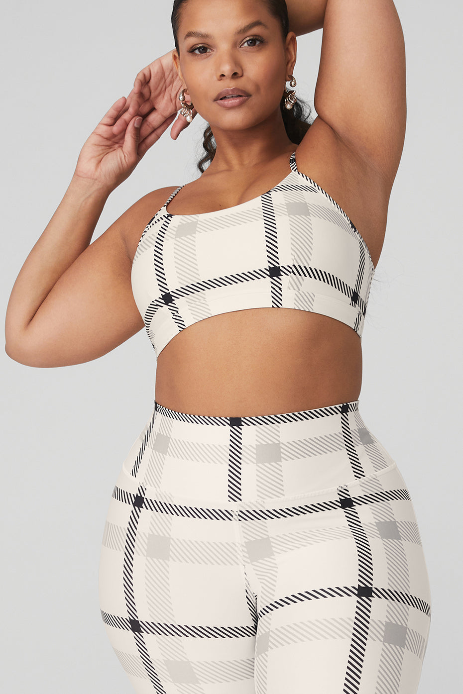 Airlift Magnified Plaid Intrigue Bra - Ivory/Black