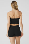 Goddess Ribbed Bandeau Top - Black