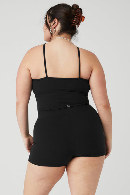 Goddess Ribbed Cross Crop Top - Black