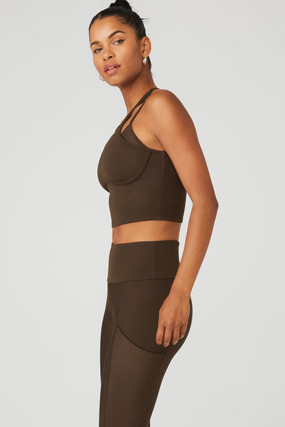 Ribbed Airlift Enchanted Bra Tank - Espresso