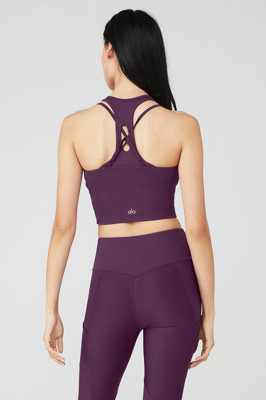 Ribbed Airlift Enchanted Bra Tank - Dark Plum