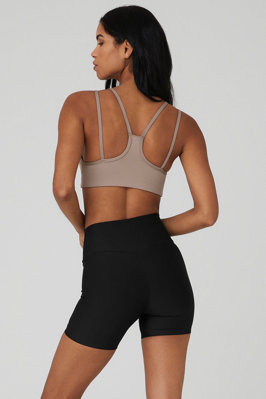 Airlift Ribbed Jump Start V-Neck Bra - Taupe