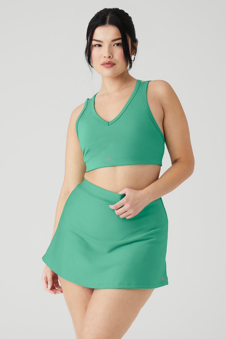 Airlift Ribbed Jump Start V-Neck Bra - Lettuce