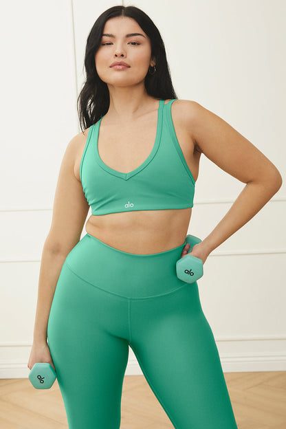 Airlift Ribbed Jump Start V-Neck Bra - Lettuce