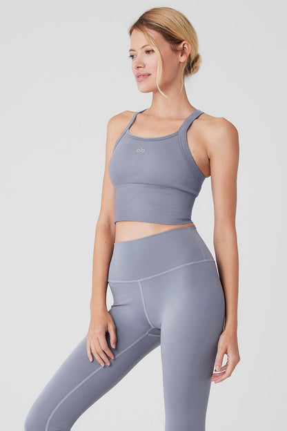 Seamless Ribbed Favorite Bra Tank - Fog