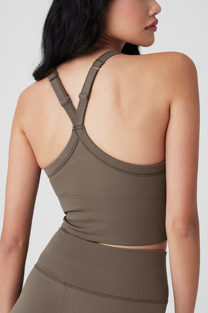 Seamless Ribbed Favorite Bra Tank - Olive Tree