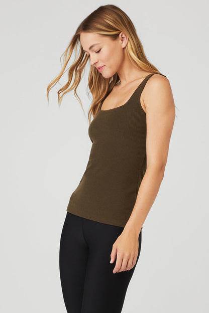 Ribbed Minimalist Tank - Espresso