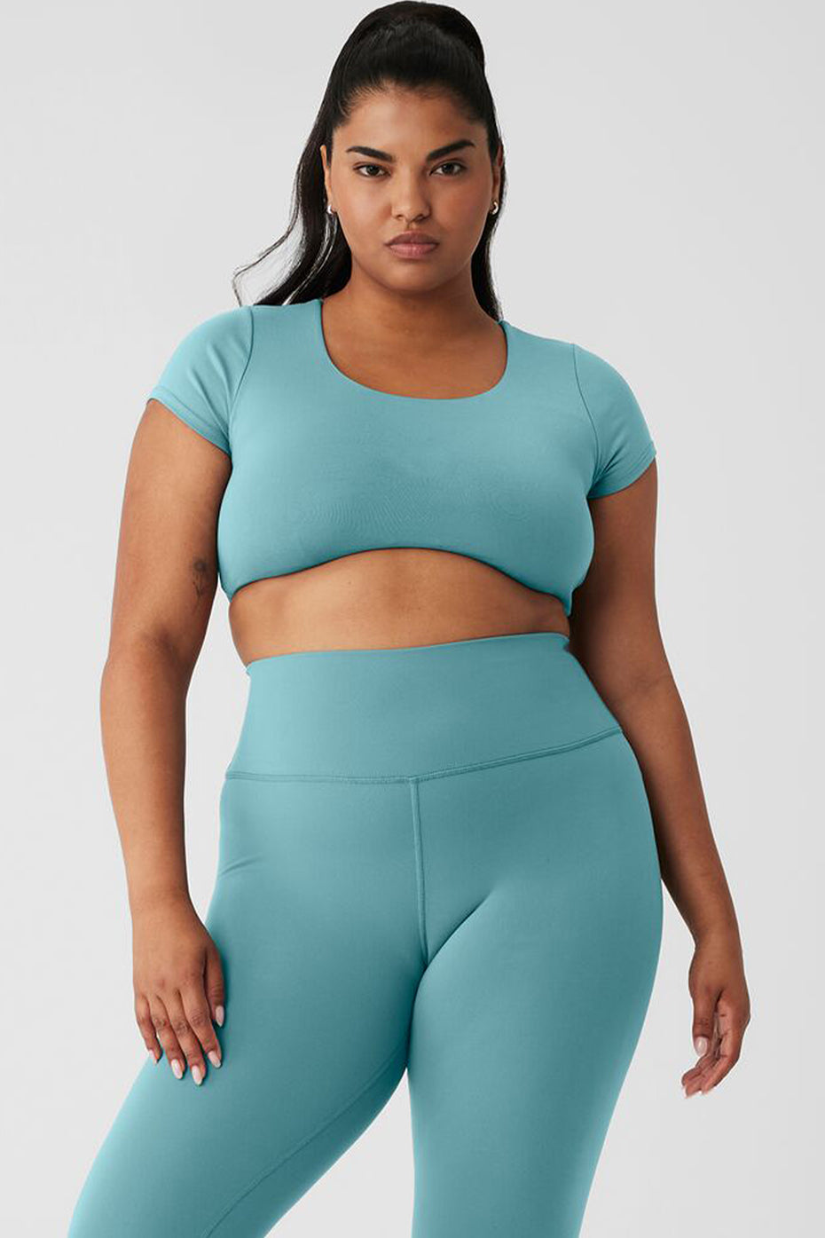 Airbrush Figure Short Sleeve Bra - Teal Agate