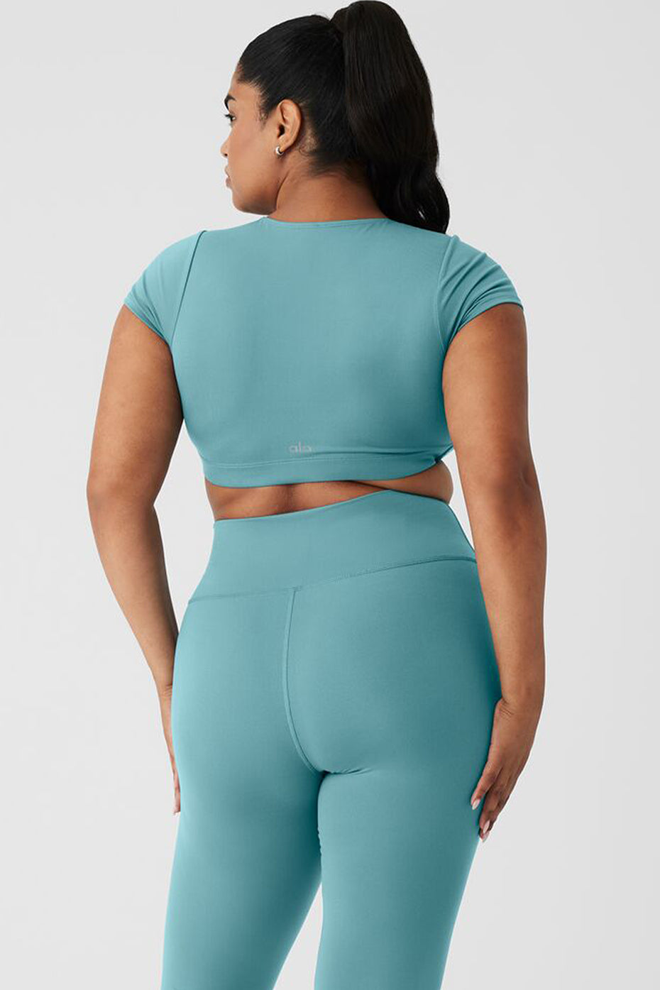 Airbrush Figure Short Sleeve Bra - Teal Agate