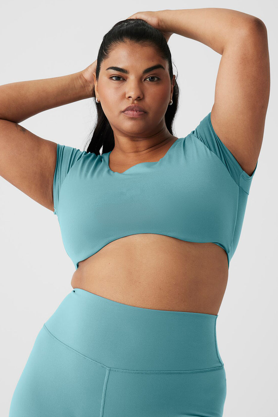 Airbrush Figure Short Sleeve Bra - Teal Agate