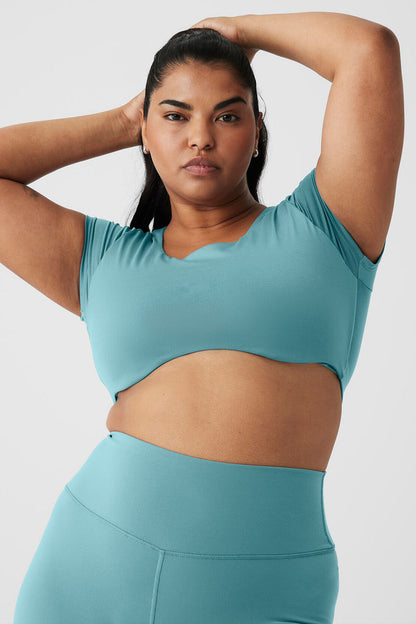 Airbrush Figure Short Sleeve Bra - Teal Agate